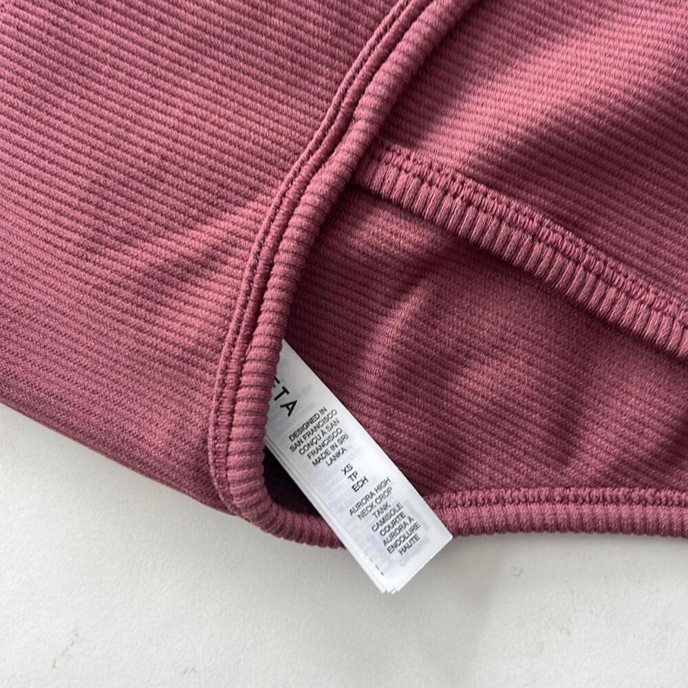 Athleta Aurora High Neck Ribbed Crop Tank Sunset Glow Mauve Red XS - Picture 6 of 7